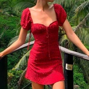Realisation Par red mini dress 100% silk